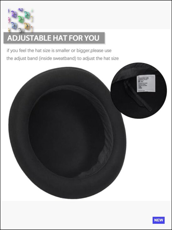 Wool Bowler Derby Hat Classic Pork-Pie Fedora Crushable Unisex main image 4